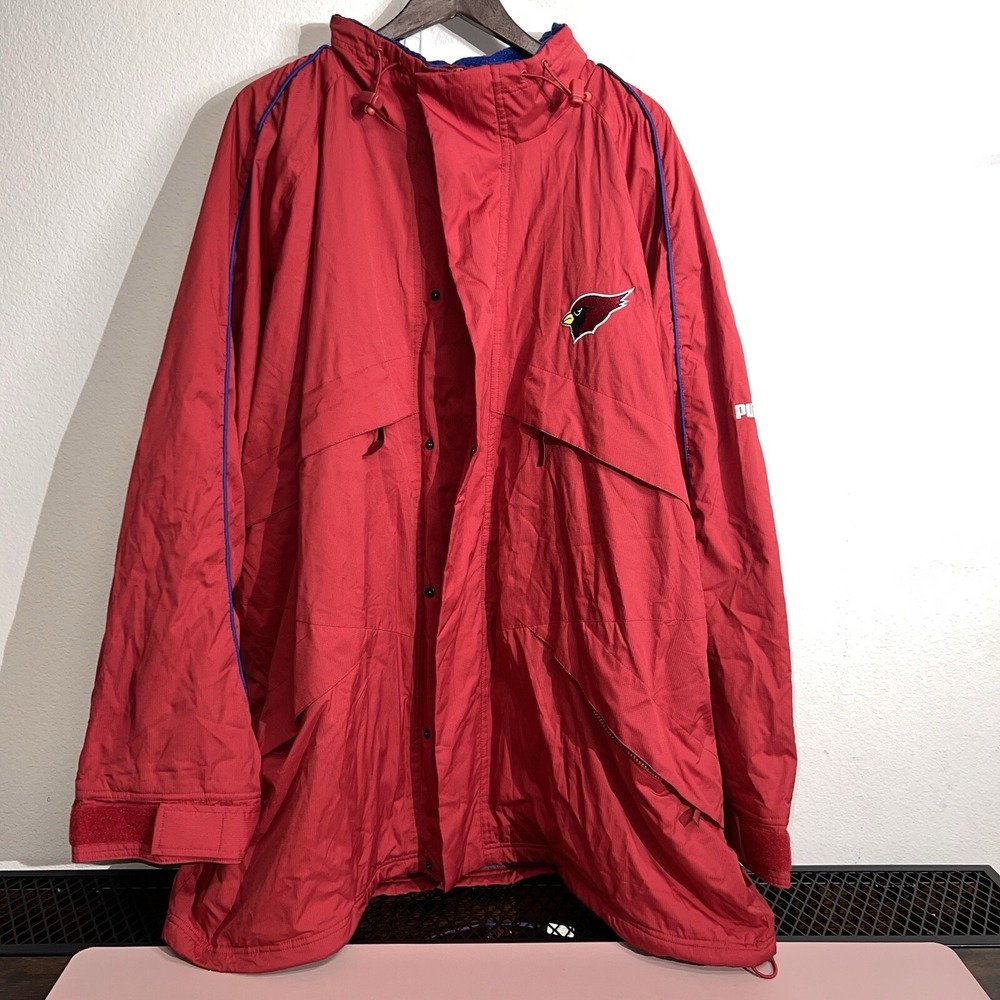 VINTAGE Y2K Puma Arizona Cardinals‎ Zip Up Windbreaker Jacket Size 3XL NFL Red